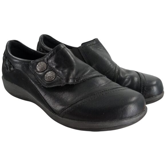 Aetrex Karina Black Leather Monk Strap Comfort Loafers Size 39 US 8.5 Adjustable - Picture 1 of 13